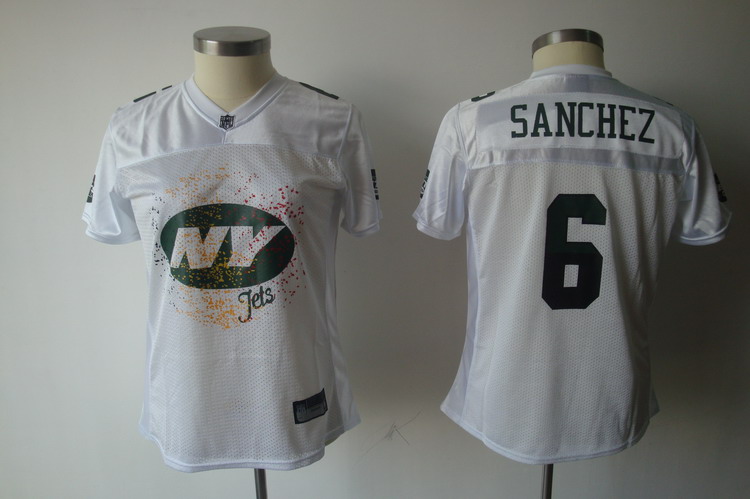 Jets #6 Mark Sanchez White 2011 Women's Fem Fan Stitched NFL Jersey